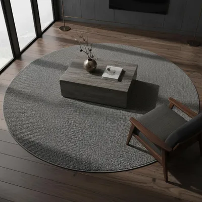 Teppich Kurzflor Flachgewebe Uni-Design Polypropylen Wohnzimmer_Grau_Rund_#sku_BARKLOOM1201204300GREY-BARKLOOM1601604300GREY-BARKLOOM2002004300GREY#