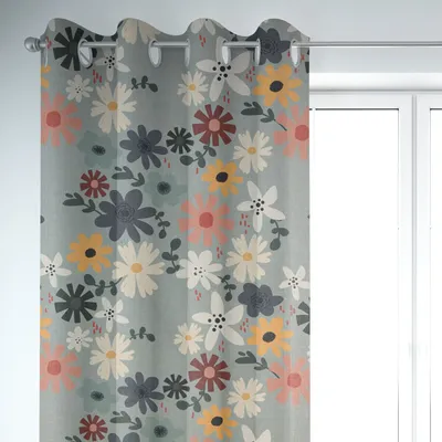 Produktbild von SCHÖNER LEBEN. Vorhang Blumen Blüten mint bunt 245cm Aufhängung Ösen