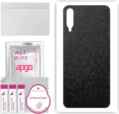 Produktbild von apgo Rückseite Schutzfolie, Skin, kompatibel mit Samsung Galaxy A30s, Hinten Displayschutzfolie aus Vinylfolie, kratzfest, einfache Montage - Schwarze Honigwabe