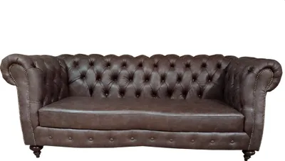 Obrázek produktu pro Třísedová pohovka Chesterfield, pravá kůže, hnědá, nábytek