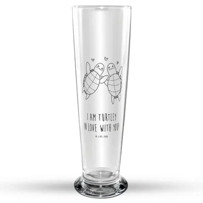Produktbild von Mr. & Mrs. Panda Bierglas Schildkröten Paar - Transparent - Geschenk, Weizenbier Glas, Freund, für Frauen, Hochzeitstag, Freundin, Valentinstag, Mr Mrs Weizenglas, Weizen