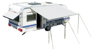 Produktbild von DWT Sonnensegel Flora Gr.2 grau - 250x240cm (BxT) - für Wohnwagen - Camper oder Bus - Sonnendach inkl. Gestänge und Abspannseilen