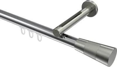 Produktbild von Interdeco Innenlaufstange / Gardinenstange mit Innenlauf Chrom / Edelstahl-Optik, Typ Siteno Tanara (Konus Bicolor), 20 mm Ø 1-läufig, 100 cm