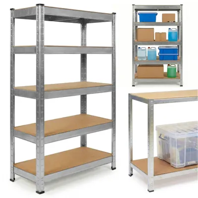 Obrázek produktu pro KOVOVÝ SKLADOVÝ REGÁL 2 v 1 DO GÁRÁŽE NEBO SKLEPA, 5 POLIC, 180 x 90 x 40, 875 KG