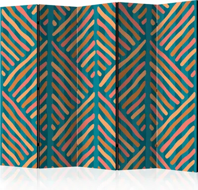 Produktbild von 5-teiliger Doppelseitiger Vlies Paravent - Ethnic Composition II 225x172 cm Muster f-A-0755-z-c