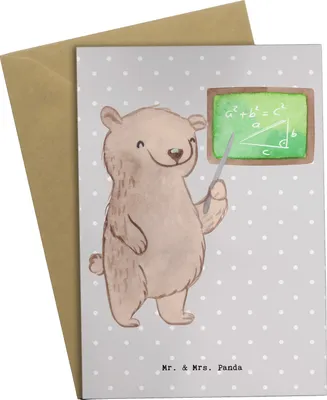Produktbild von Mr. & Mrs. Panda Grußkarte Mathematiklehrer Herz - Grau Pastell - Geschenk, Lehrer, Mathelehrer, Matheunterricht, osterkarten, einladungskarten, babykarte, Mathe
