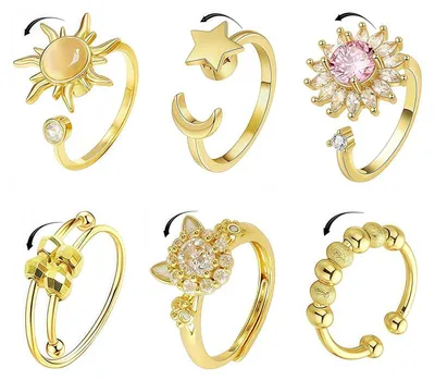 Imagen del producto de Juego de 6 anillos antiestrés para reducir la ansiedad