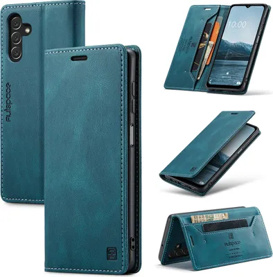 Image de Galaxy A14 5G Cover, RetroPolyuréthaneLeather Case Stand Protection Case for Samsung Galaxy A14 5G Blue