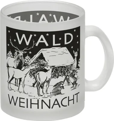 Produktbild von Wald Weihnacht Glas Tasse Kaffeebecher zum Thema Weihnachten