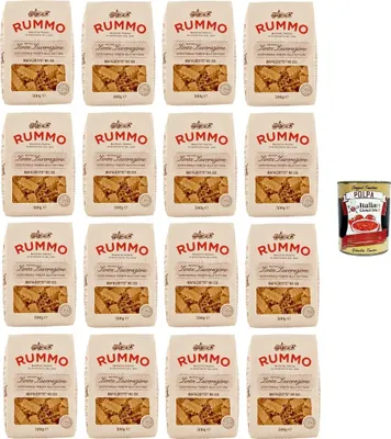 Produktbild von Rummo Mafaldotte N°159 Pasta Lenta Lavorazione Teigwaren aus Hartweizengrieß Bronze-Zeichnung 16x 500gr + Italian Gourmet polpa 400g