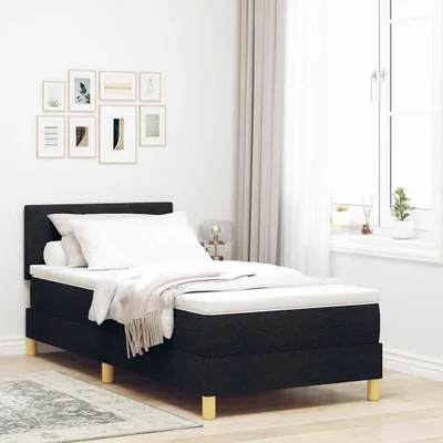 Zdjęcie produktu dla Maison Exclusive - Łóżko z sprężyną LED z materacem Czarny 90 x 190 cm tkanina