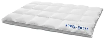 Image de HANSKRUCHEN Nobel House couette en duvet 155x220 cm légère 90% duvet lavable pour personnes allergiques respirante à caissons blanche