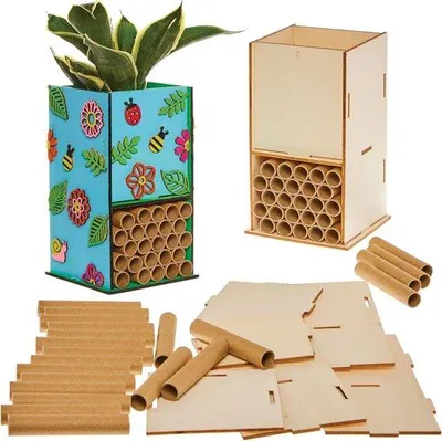 Image de Hôtel à insectes et jardinières en bois - Lot de 2 kits de bricolage pour enfants