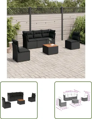 Produktbild von The Living Store 6-tlg. Garten-Sofagarnitur mit Kissen Schwarz Poly Rattan