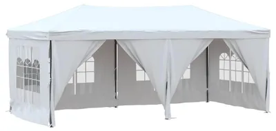 Produktbild von vidaXL Partyzelt Faltbar mit Seitenwänden Weiß 3x6 m