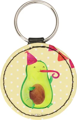 Produktbild von Mr. & Mrs. Panda Anhänger Avocado Party - Gelb Pastell - Geschenk, schlüsselbund, Geburtstag, für schlüssel, Taschenanhänger, Avocados, schlüsselanhänger klein, Glücklich