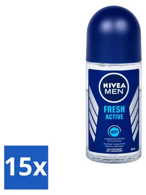 Immagine prodotto di 15 deodoranti roll-on NIVEA MEN Fresh Active, 50 ml - confezione - 15 pezzi