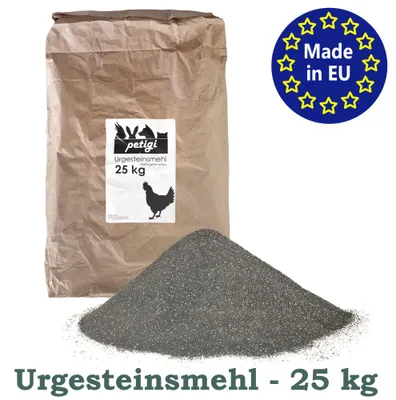 Obrázek produktu pro Prehistorická horninová mouka 25 kg drůbeží podestýlka prachová koupel písková koupel kamenná mouka zeolit pro kuřata pískové koupání diabase chicken coop bathing sand powder Petigi