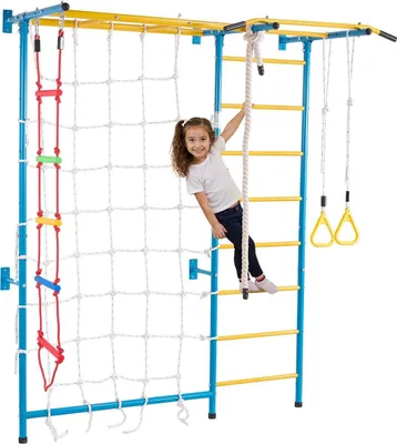 Immagine prodotto di Palestra da parete per bambini 7 in 1 Palestra da interno in acciaio per bambini per esercizi e giochi di arrampicata