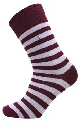 Produktbild von Uni gestreifte Socken bordeaux und altrosa – Mulberry – 41-46