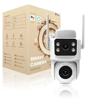 Image de Caméra IP Wi-Fi ZELURXX 4 MP à double objectif pour l'extérieur, vision nocturne, IP65, détection de mouvement, audio bidirectionnel, PTZ,à distance, ONVIF, 128 Go