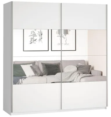 Produktbild von Schwebetürenschrank Kleiderschrank Beta Spiegel 220x61x210cm weiß