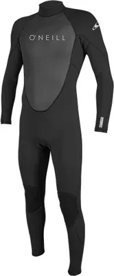 A black wetsuit with gray panels on a white background.