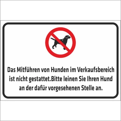 Produktbild von INDIGOS UG - Aufkleber - Sicherheit - Warnung - Das Mitführen von Hunden im Verkaufsbereich ist nicht gestattet - 800x600 mm