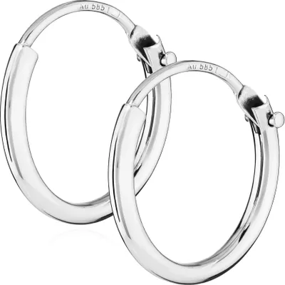 Produktbild von Paar 585 Weißgold Creolen Ohrringe Ohrschmuck Rund Goldohrringe 13mm 2572