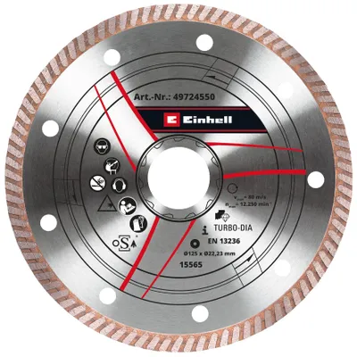 Imagen del producto de Disco de corte fino Einhell DIA de 125x1,2 para amoladora angular. Accesorios para amoladora angular