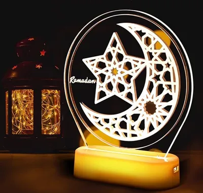 Produktbild von Ramadan Deko LED Lampe Eid Mubarak Dekoration Laterne, Muslim Islam Ramadan Dekoration Nachtlicht Ornamente für Muslimische Ramadan Festival