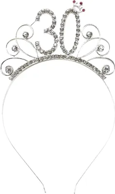 Produktbild von Oblique Unique Haarreifen Zahl 30 mit Diamanten + Krone Haarreif für 30. Geburtstag Damen Frauen silber Metall