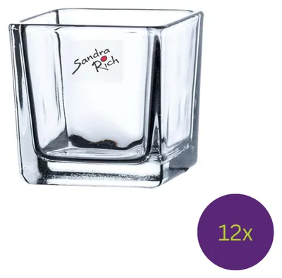 Produktbild von 12er Set Teelichtgläser, Windlichter CUBE Würfel H. 6cm  6x6cm Glas Sandra Rich