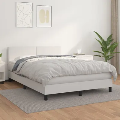 Image de Maison Exclusive - Sommier à lattes de lit avec matelas Blanc 140x200cm Similicuir