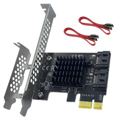 Imagen del producto de Tarjeta controladora PCIe SATA 3.0, 2 puertos, de perfil bajo, 6 Gbps, para ampliar el almacenamiento
