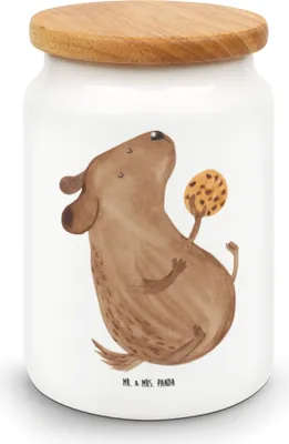 Produktbild von Mr. & Mrs. Panda behälter Hund Keks - Weiß - Geschenk, Teedose, Dose, glücklich, Kaffeedose, Leckerli, Sprüche, Vorratsbehälter, zuckerdose, Hungrig, Hundeleckerli