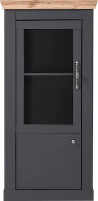 Produktbild von Wohnzimmer Vitrinenschrank in anthrazit mit Wotan Eiche Nb. CESENA-61, B/H/T ca. 72/146/38 cm