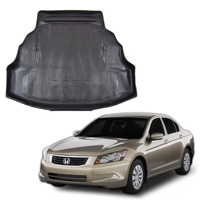 Image de Tapis De Coffre Sur Mesure Pour Honda Accord 2008-2012 Sedan, Noir, Antidérapant, Bord Haut, Toutes Saisons