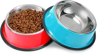 Produktbild von PolkaHome® 2er Set Edelstahl Futternapf für Hunde und Katzen, Antirutsch Katzenfutternapf, Multifunktionale Haustiernäpfe für