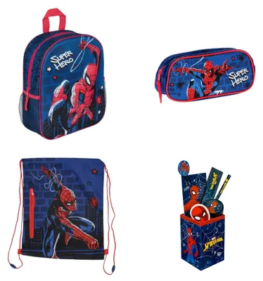 Image de Ensemble scolaire Spiderman : sac à dos, trousse, sac de sport et ensemble de fournitures scolaires
