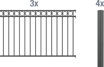 Produktbild von Alberts 510916 Zaunkomplettset Circle, zum Einbetonieren | anthrazit | Höhe 100 cm | Länge 6 m