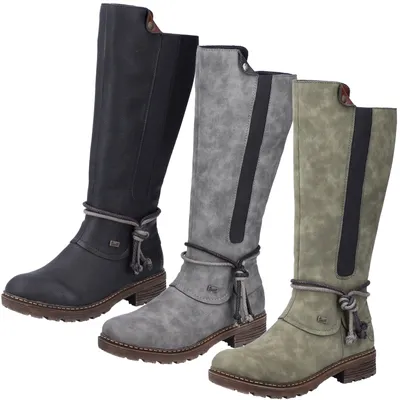 Produktbild von Rieker Damen Langschaft Stiefel Warmfutter tolles Design mit Zierkordeln Z4774, Größe:37 EU, Farbe:Grün