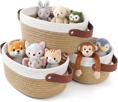 Produktbild von Aufbewahrungskorb aus Baumwollseil, 3er-Set, mit Griffen, für Kinderzimmer