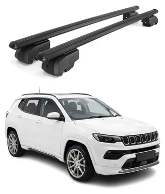 Image de Barres de toit Transversales pour Jeep Compass III 2025-2026 Aluminium Noir 2Pcs, Image générée par une IA