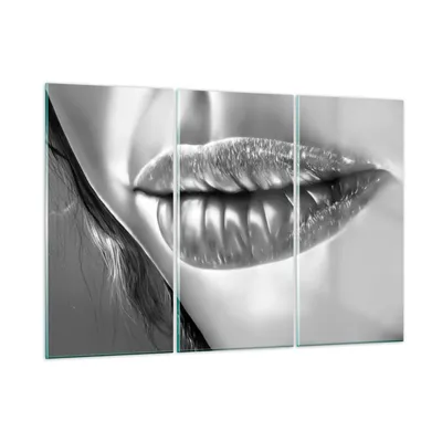 Produktbild von Bilder auf glas - Lippen Gesicht weiblich Lippenstift - 105x70cm - Glasbilder - Wandbilder - Kunstdruck - Wanddekoration aus Glas - Glas Bilder - Wandbild auf Glas - GCE105x70-2266