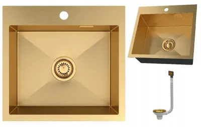 Immagine prodotto di Granitan - Lavello acciaio inox - Lavandino 48x45 cm - Lavello cucina cromato - con sifone - SILVO48