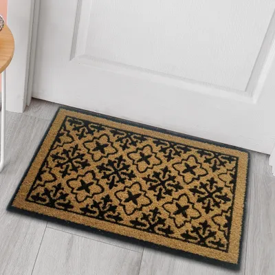 Immagine prodotto di Tappetino antipolvere in cocco, sostenibile, ornamenti in nero Dimensioni - 45 x 75 cm