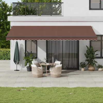 Productafbeelding van Maison Exclusive - Handbediende zonnescherm met LED-verlichting, bruin, 600x300 cm