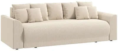 Produktbild von Schlafsofa 190x150cm 3-Sitzer Sofa mit Schlaffunktion, Kissen, Stauraum, Cord-Optik für Wohnzimmer, Beige