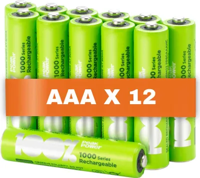 Produktbild von Akku AAA | 12 Stück AAA Batterien wiederaufladbar, min. 800mAh, NiMH Technologie, ohne Memory-Effekt, 1,2 Volt (1,2V), Ready-to-use